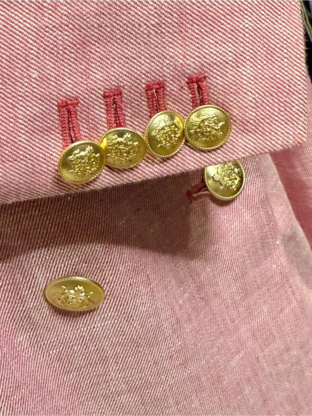 Double-Breasted Pink Linen Blend Blazer Jacket
